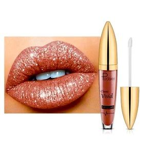 Long Lasting Diamond Shine Lipstick with Glitter Pearlescent Finish Lip Gloss